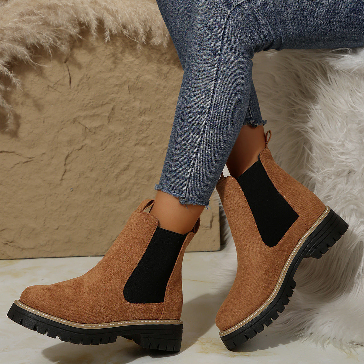 Bottines Mi-Hautes Look Tendance