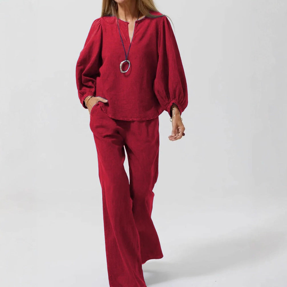 Ensemble Casual Coton-Lin Élégant