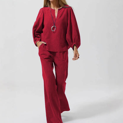 Ensemble Casual Coton-Lin Élégant
