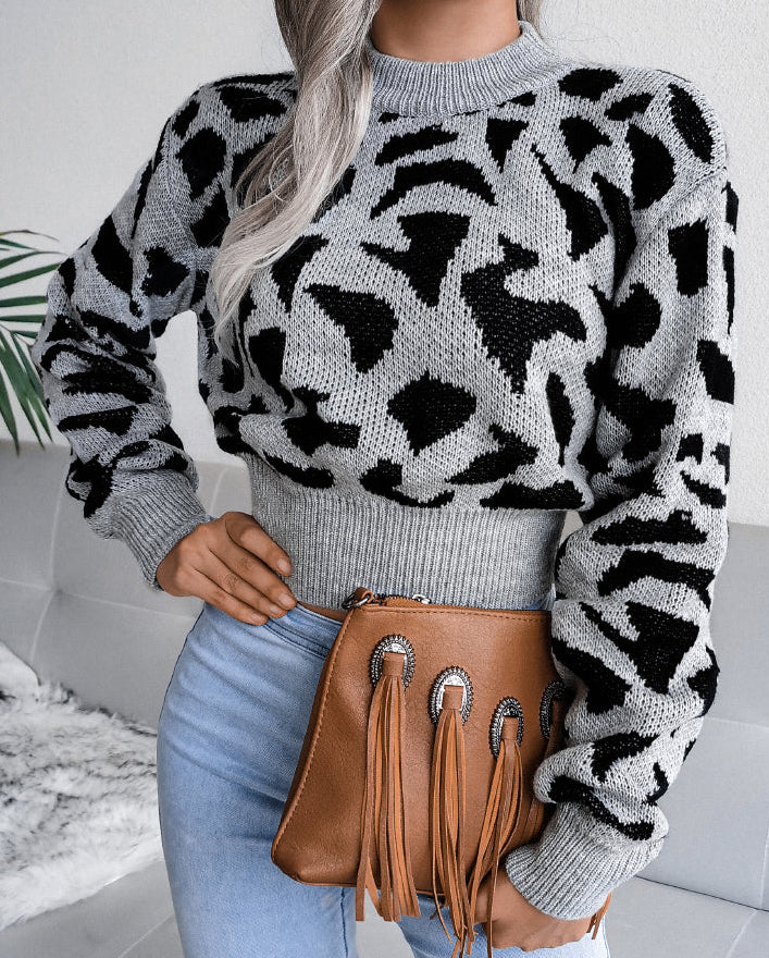 Pull Court Motif Léopard