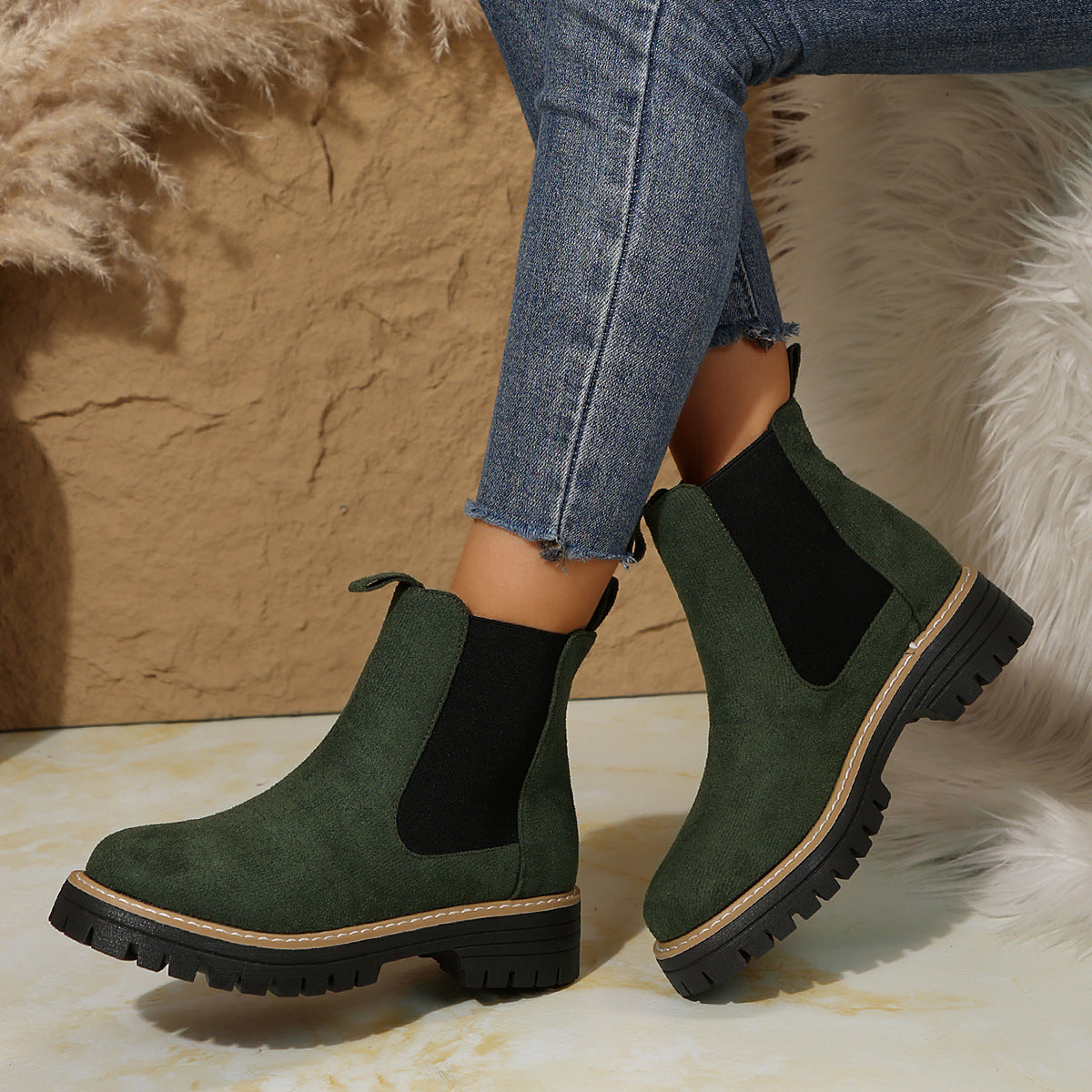 Bottines Mi-Hautes Look Tendance