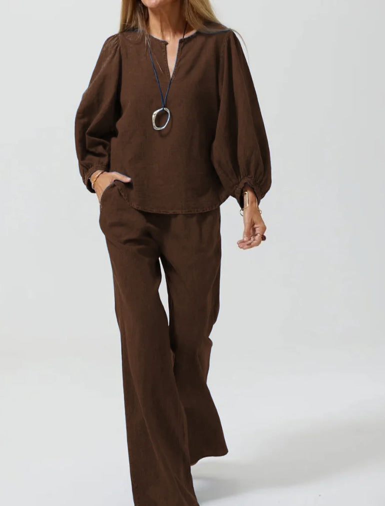 Ensemble Casual Coton-Lin Élégant