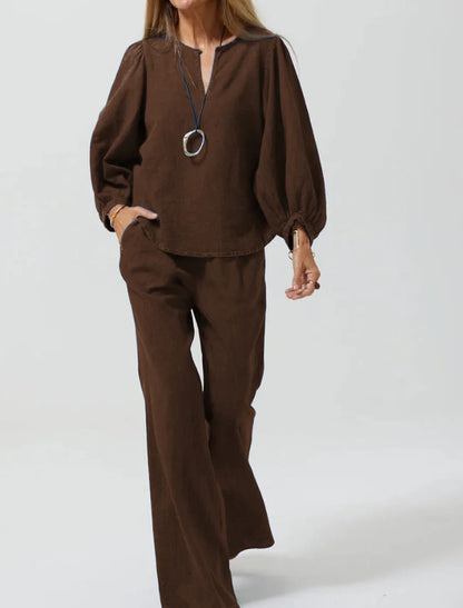 Ensemble Casual Coton-Lin Élégant