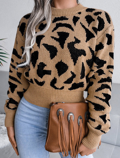 Pull Court Motif Léopard