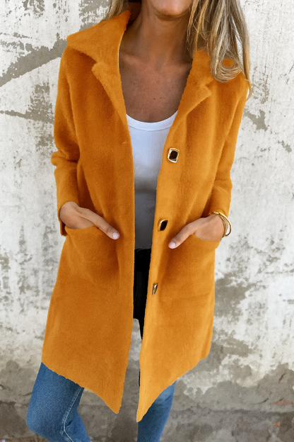 Manteau mi-long chic à col polo