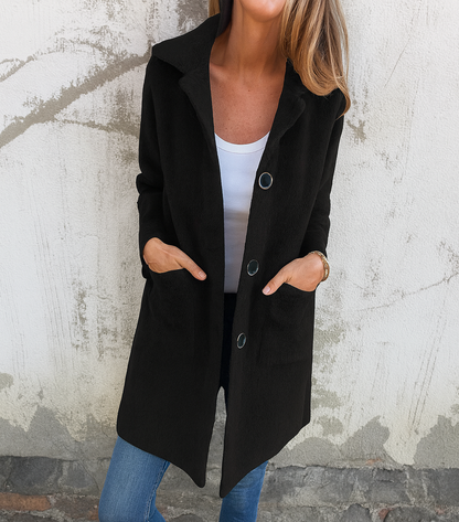 Manteau mi-long chic à col polo