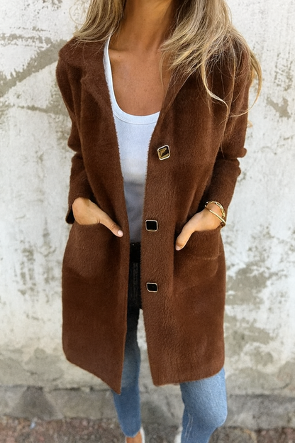 Manteau mi-long chic à col polo