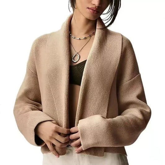 Cardigan en maille avec col écharpe élégant et facile à assortir