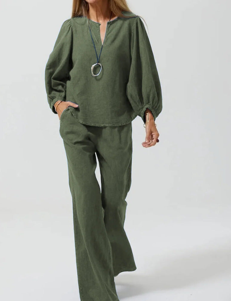 Ensemble Casual Coton-Lin Élégant